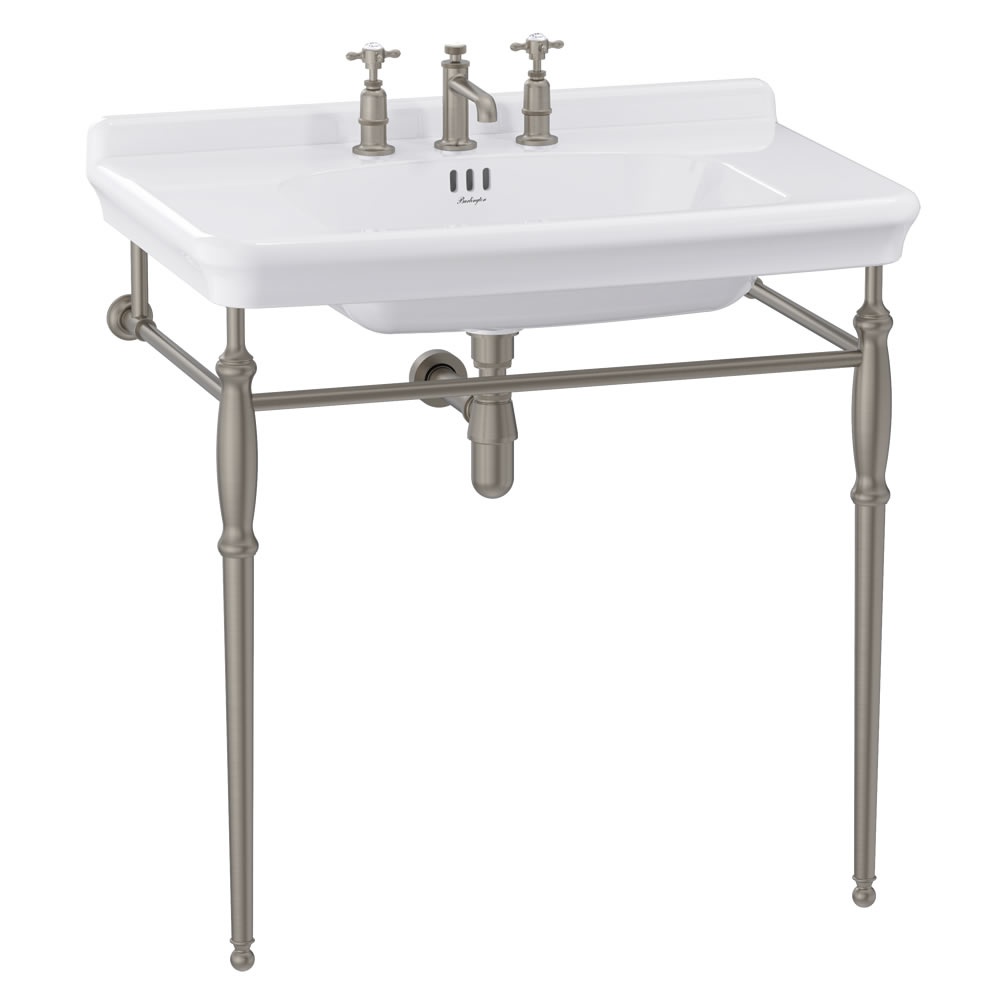 Burlington Guild 850mm Brushed Nickel Wash Stand & Basin